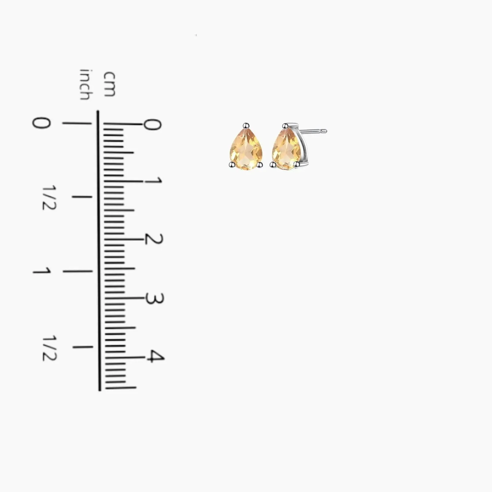 Pear Cut Citrine Stud Earrings in Yellow Sterling Silver | Irosk Australia ®