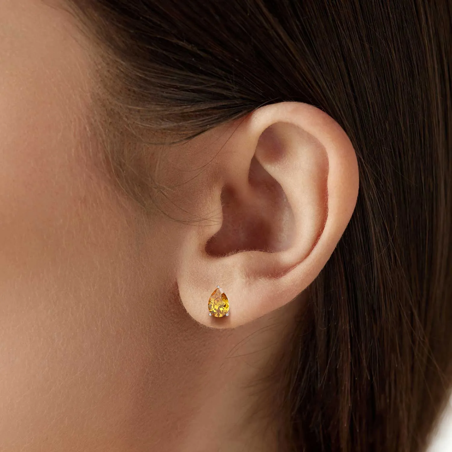 Pear Cut Citrine Stud Earrings in Yellow Sterling Silver | Irosk Australia ®