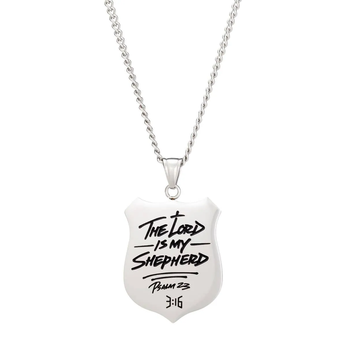 Psalm 23 - Pendant Necklace - Black/Silver