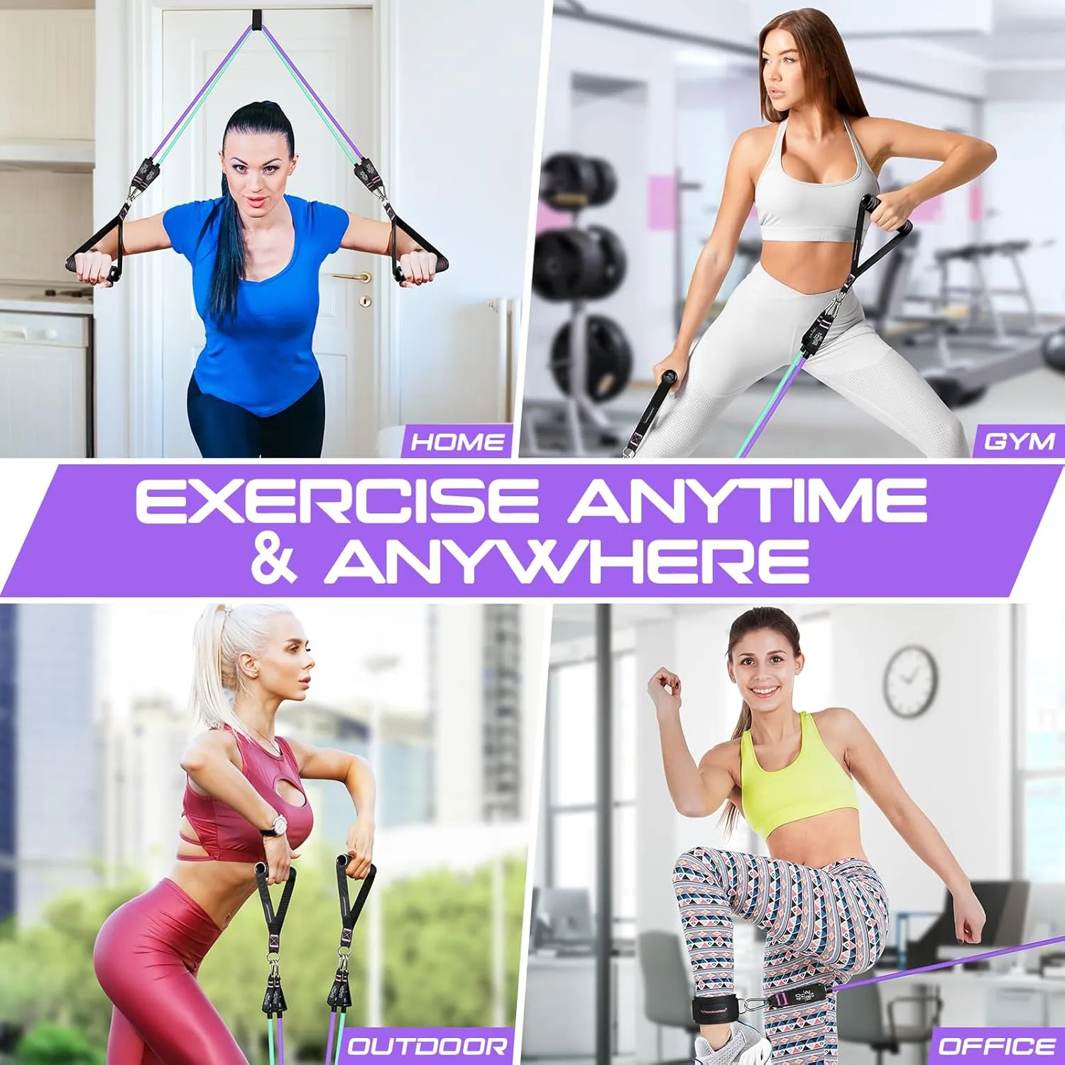 RENRANRING Resistance Bands for Working Out, 150LBS Exercise Bands, Workout Bands, Resistance Bands Set with Handles for Men Women, Legs Ankle Straps for Muscle Training