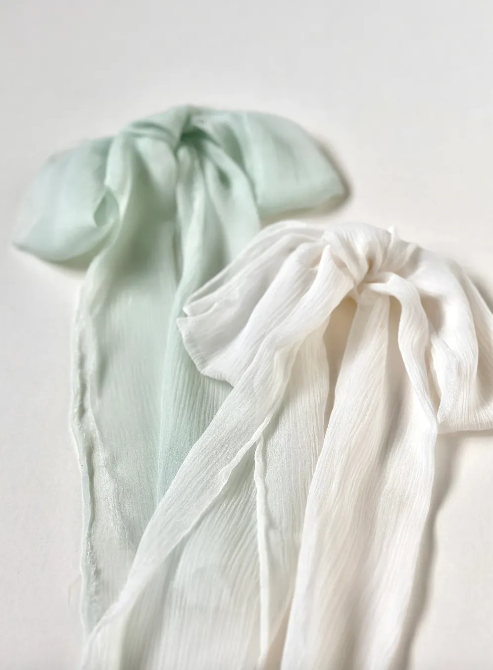 Rustic Romance Long Bow | 100% Silk Chiffon | Long Bow with Tails | Hand Tied Effortless Bow | Hand Tied and Handmade