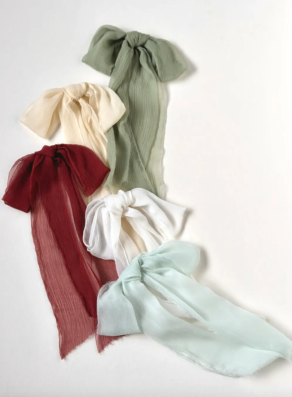 Rustic Romance Long Bow | 100% Silk Chiffon | Long Bow with Tails | Hand Tied Effortless Bow | Hand Tied and Handmade
