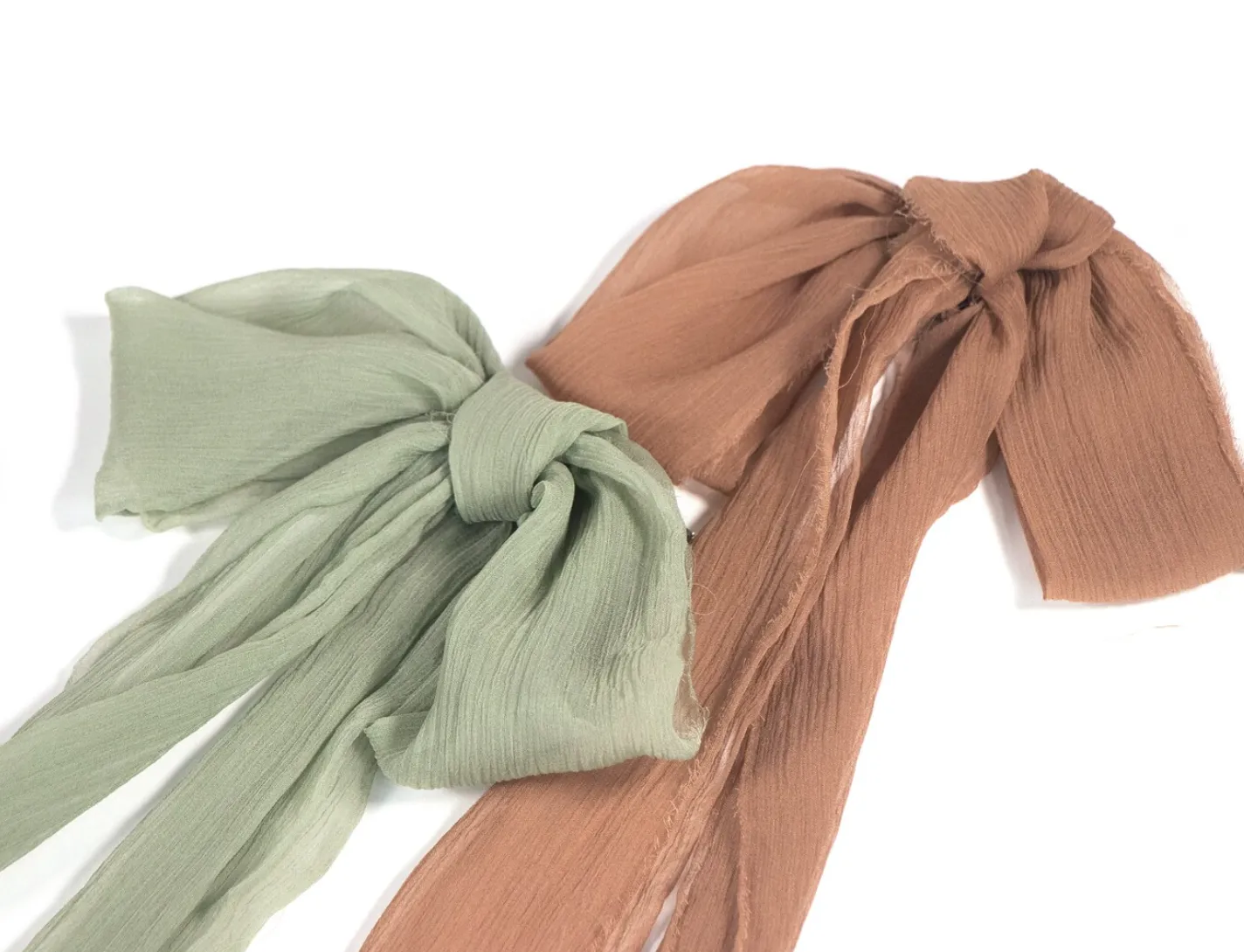 Rustic Romance Long Bow | 100% Silk Chiffon | Long Bow with Tails | Hand Tied Effortless Bow | Hand Tied and Handmade