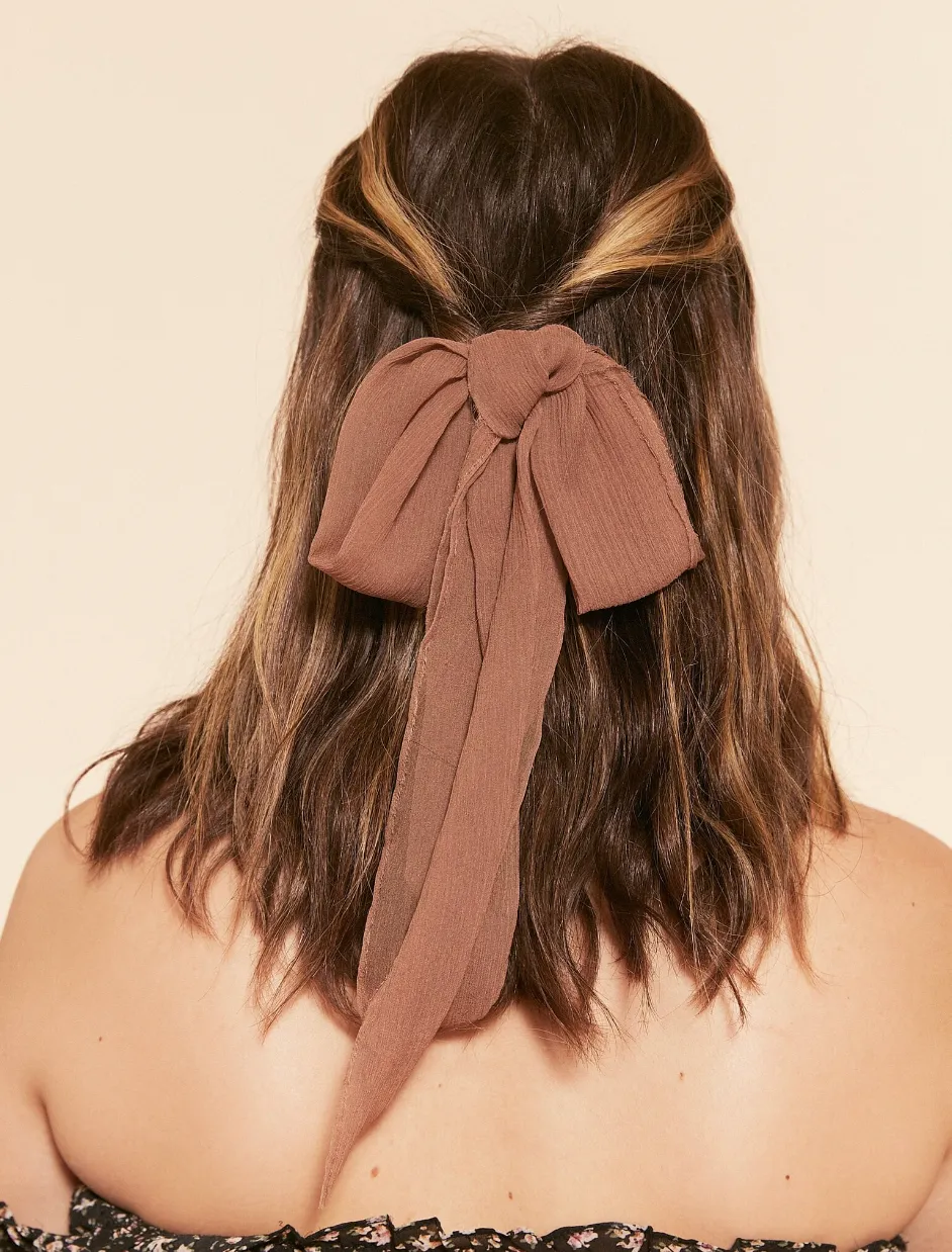 Rustic Romance Long Bow | 100% Silk Chiffon | Long Bow with Tails | Hand Tied Effortless Bow | Hand Tied and Handmade