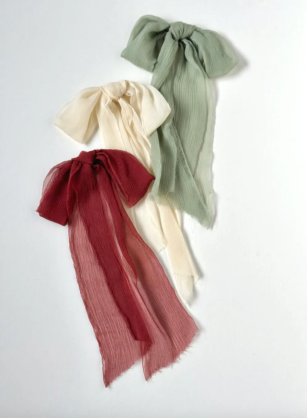 Rustic Romance Long Bow | 100% Silk Chiffon | Long Bow with Tails | Hand Tied Effortless Bow | Hand Tied and Handmade