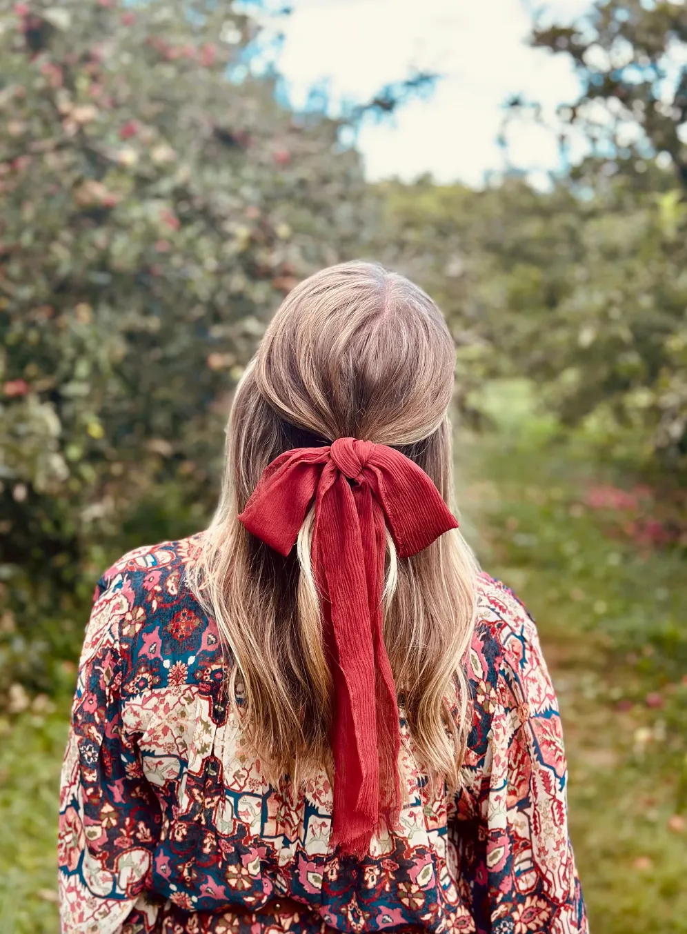 Rustic Romance Long Bow | 100% Silk Chiffon | Long Bow with Tails | Hand Tied Effortless Bow | Hand Tied and Handmade