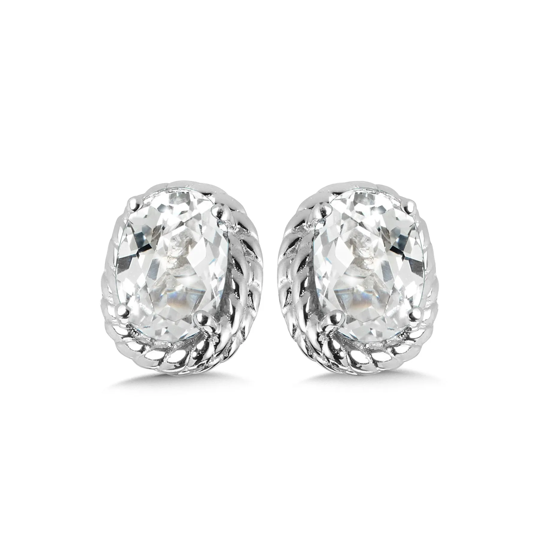 Silver Stud Created White Sapphire Earrings  LVE708-CWS