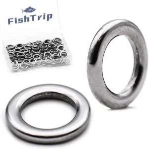 Solid Rings Fishing 50Pcs - Stainless Steel Ring for Assist Hooks Jigs Butterfly Rigs Saltwater Freshwater