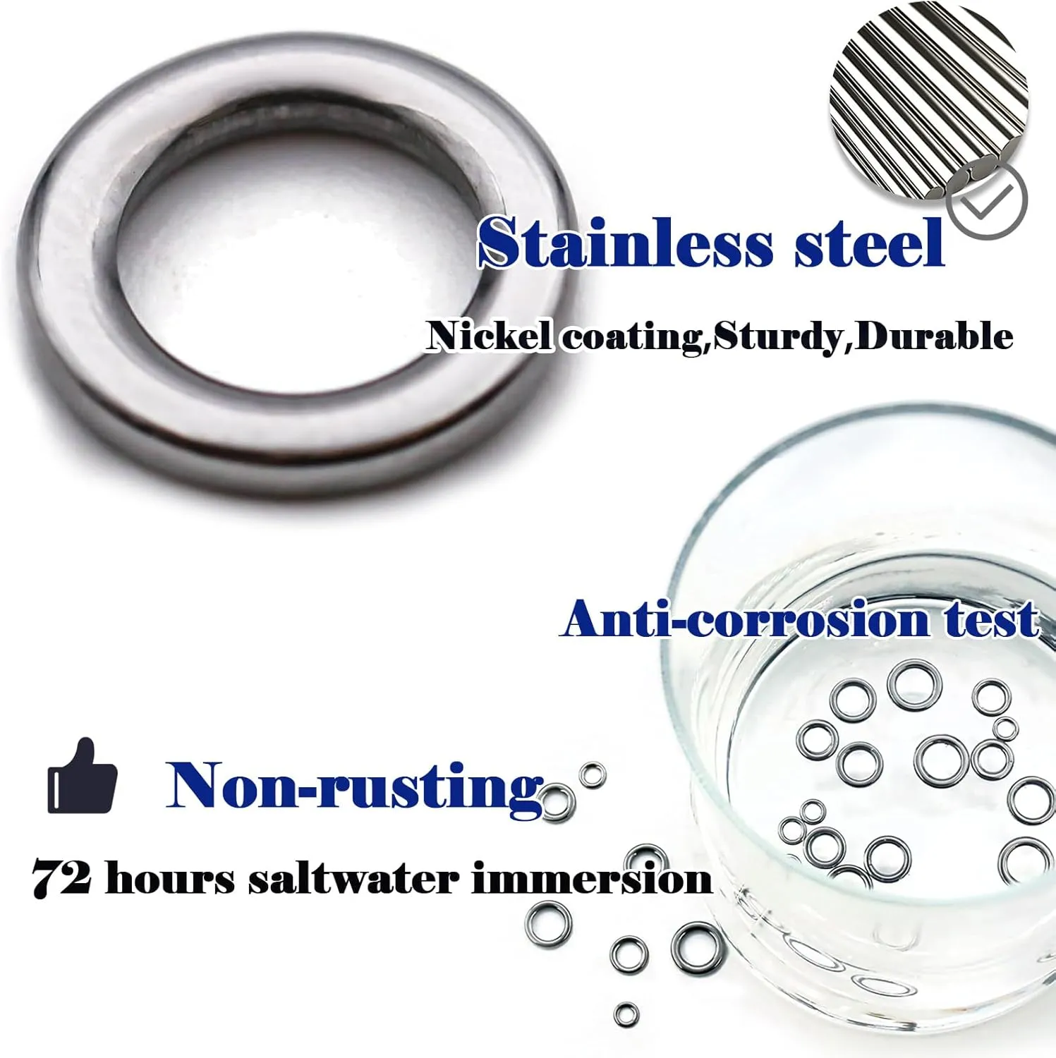 Solid Rings Fishing 50Pcs - Stainless Steel Ring for Assist Hooks Jigs Butterfly Rigs Saltwater Freshwater