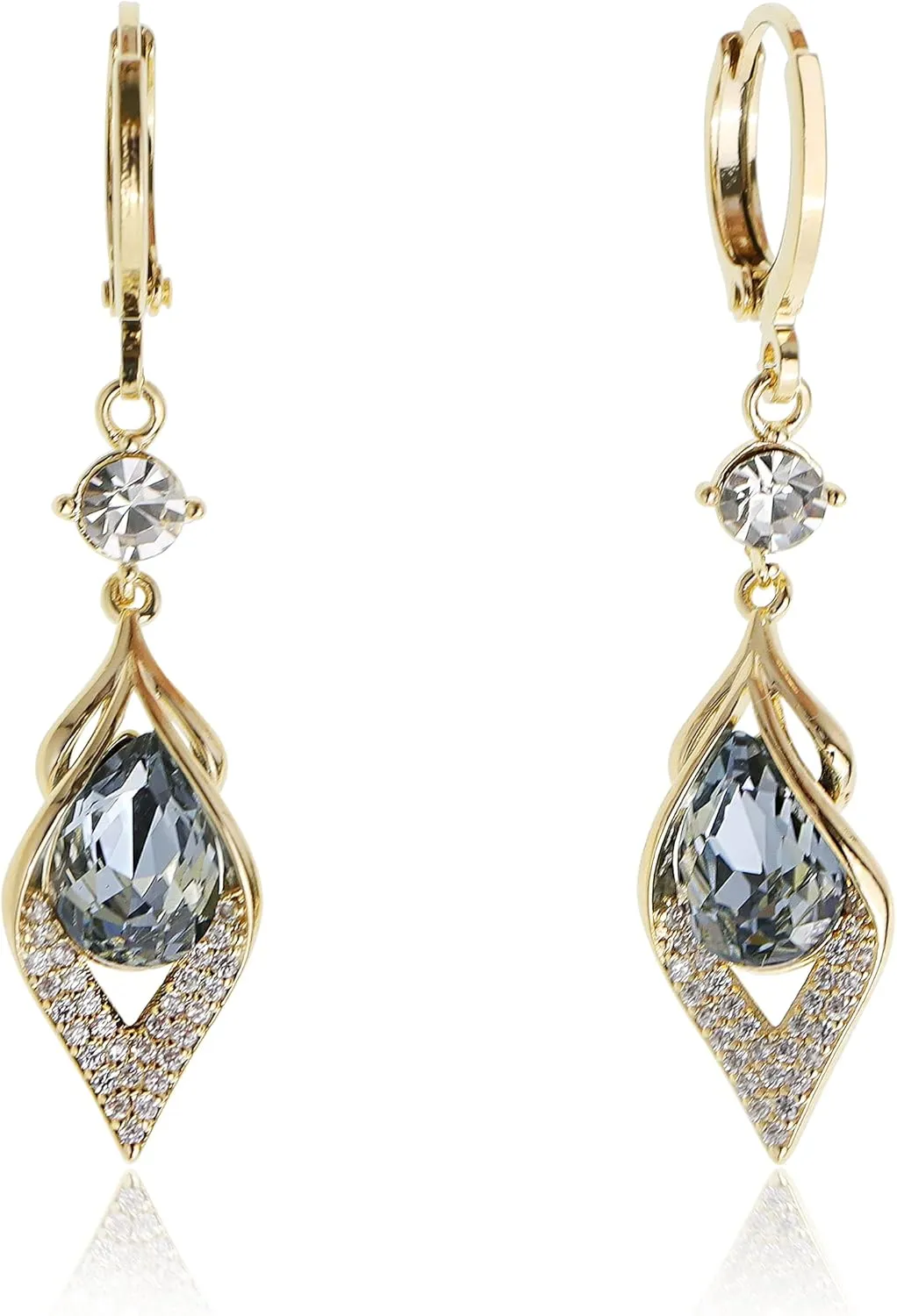Sonateomber Small Hoop Dangle Earrings for Women, Trendy Dainty Rhinestone CZ Dangling Prom Wedding Leaf Flower Snowflake Butterfly Starfish Fashion Jewelry Gift