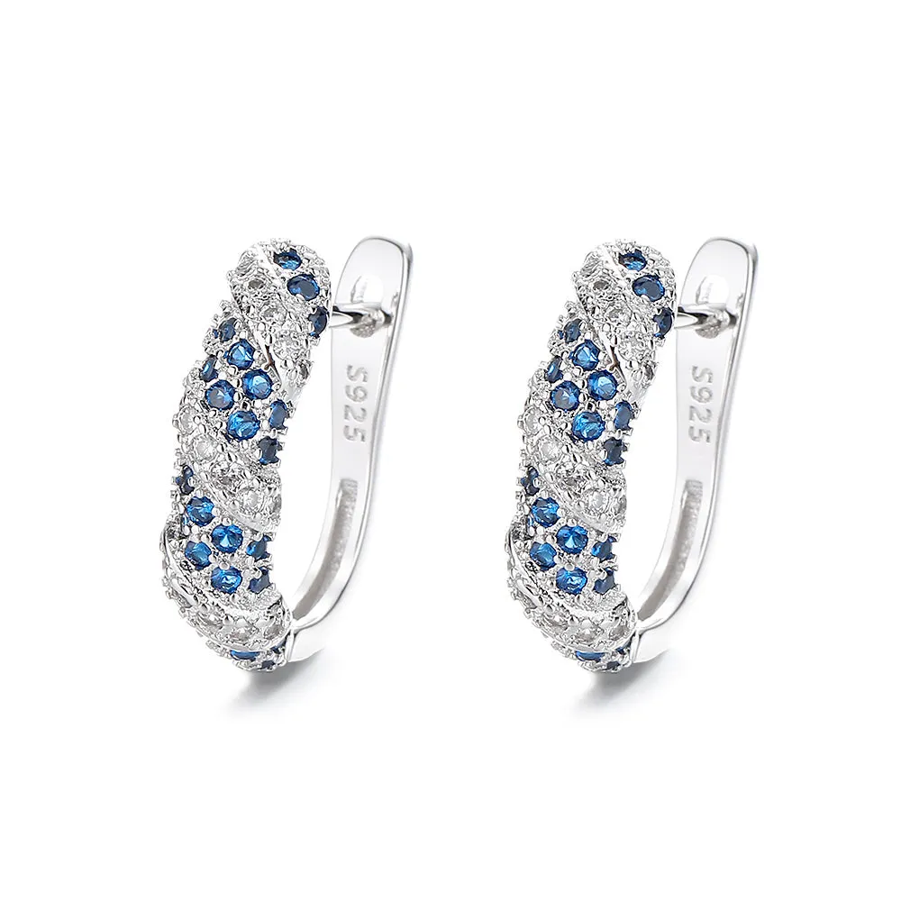 Sterling Silver Sapphire and Crystal Huggie