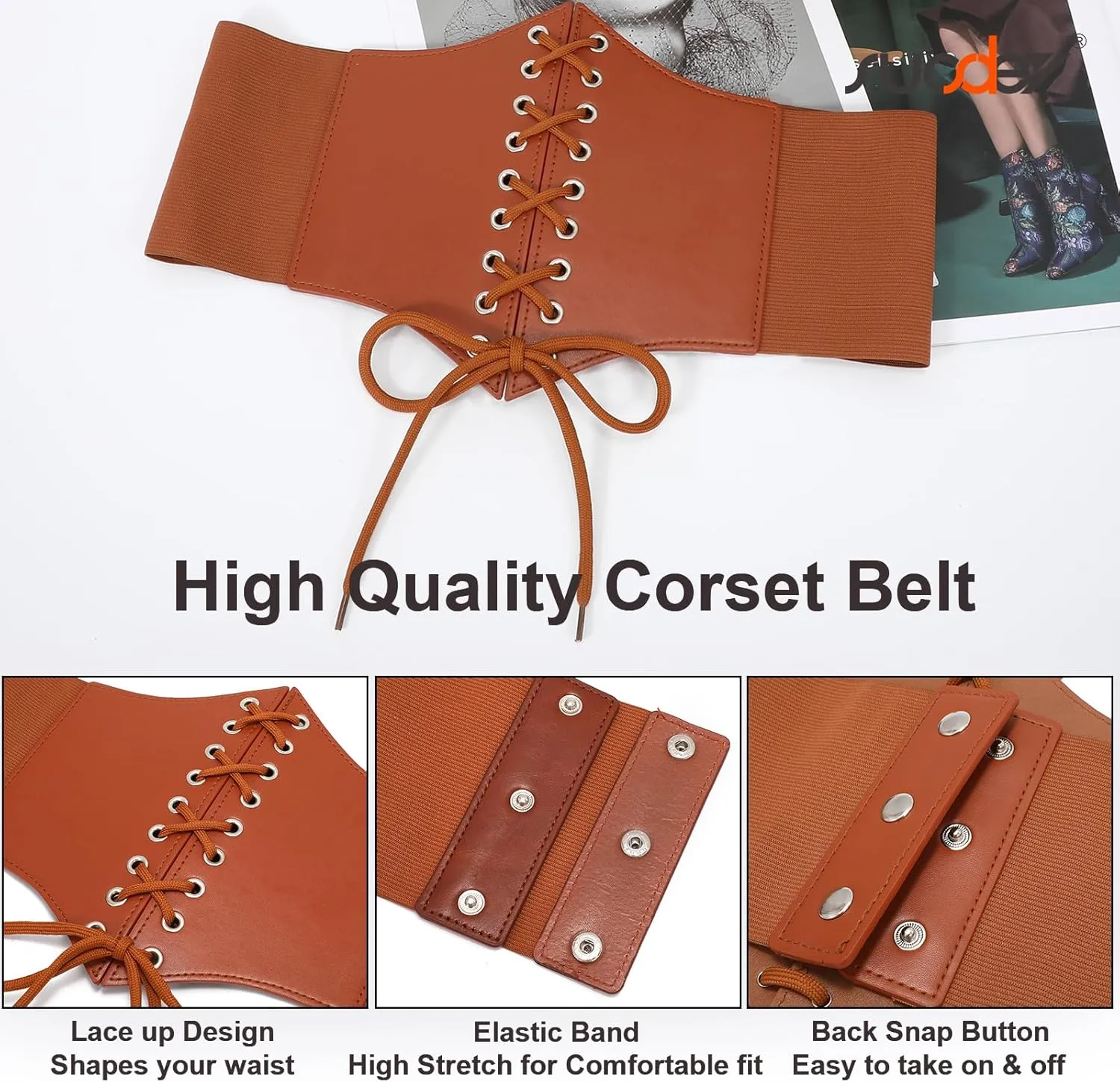 SUOSDEY Lace-up Cinch Bustiers Corset Belt for Women, Elastic Tie Waspie Wide Costume Waist Belt for Renaissance Halloween