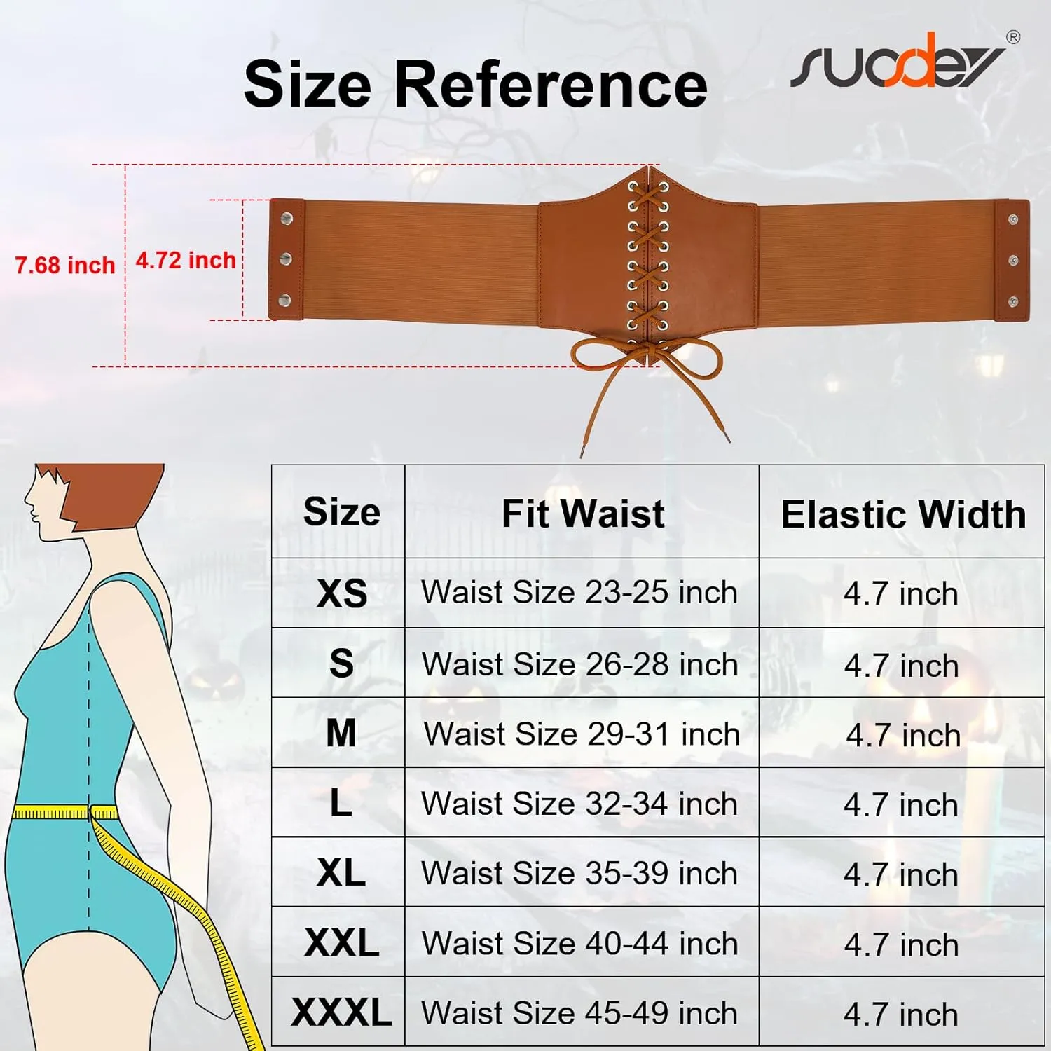 SUOSDEY Lace-up Cinch Bustiers Corset Belt for Women, Elastic Tie Waspie Wide Costume Waist Belt for Renaissance Halloween