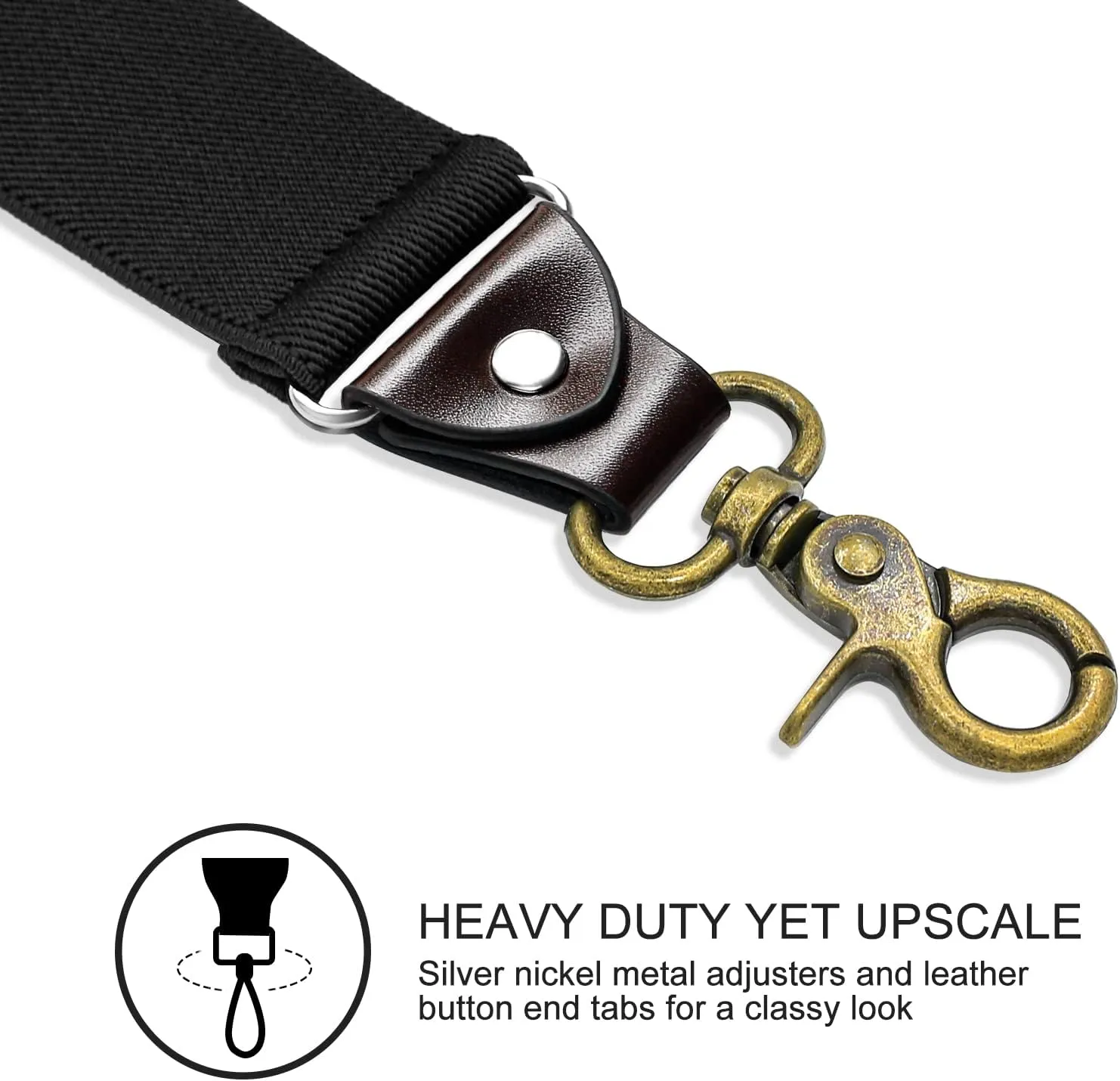 Suspenders for Men, Adjustable Suspenders Gold Clip with Elastic Straps Y-Back Construction Heavy Duty for Work