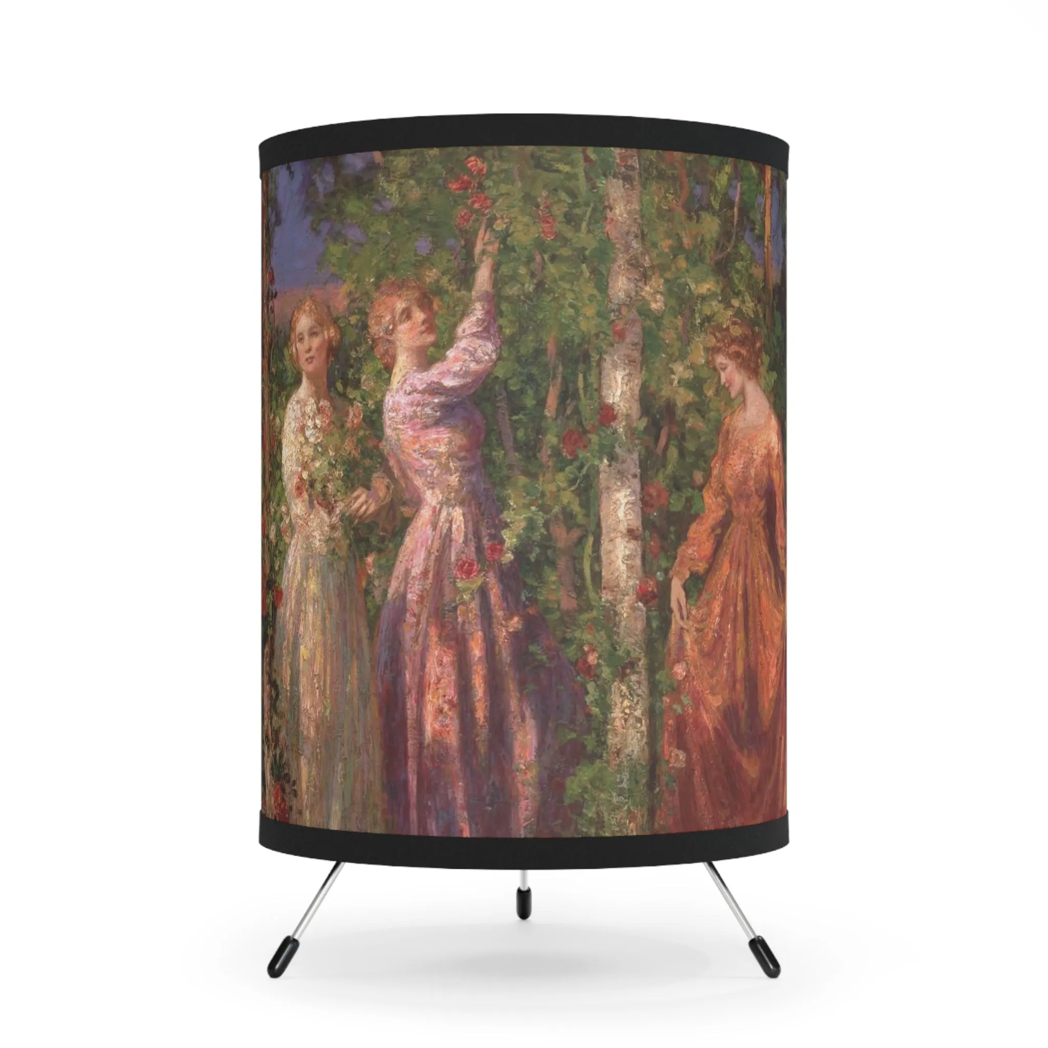 Thomas Mostyn: "Gather Ye Rosebuds While Ye May" - Tripod Lamp with High-Res Printed Shade, US\CA plug