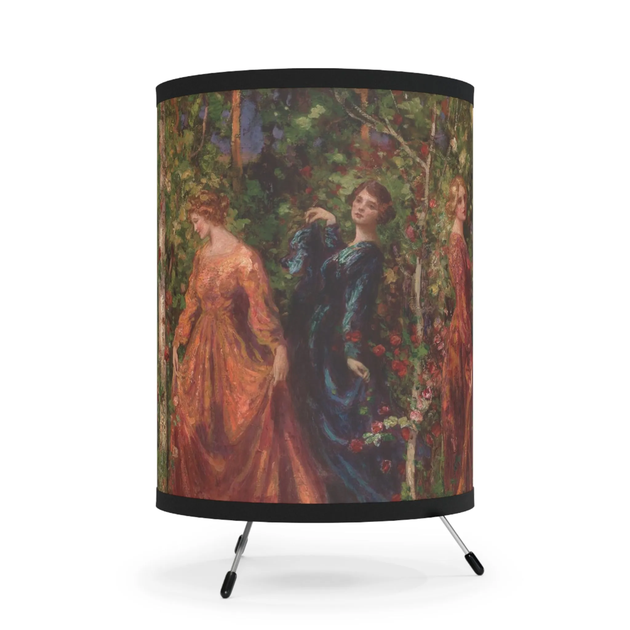 Thomas Mostyn: "Gather Ye Rosebuds While Ye May" - Tripod Lamp with High-Res Printed Shade, US\CA plug