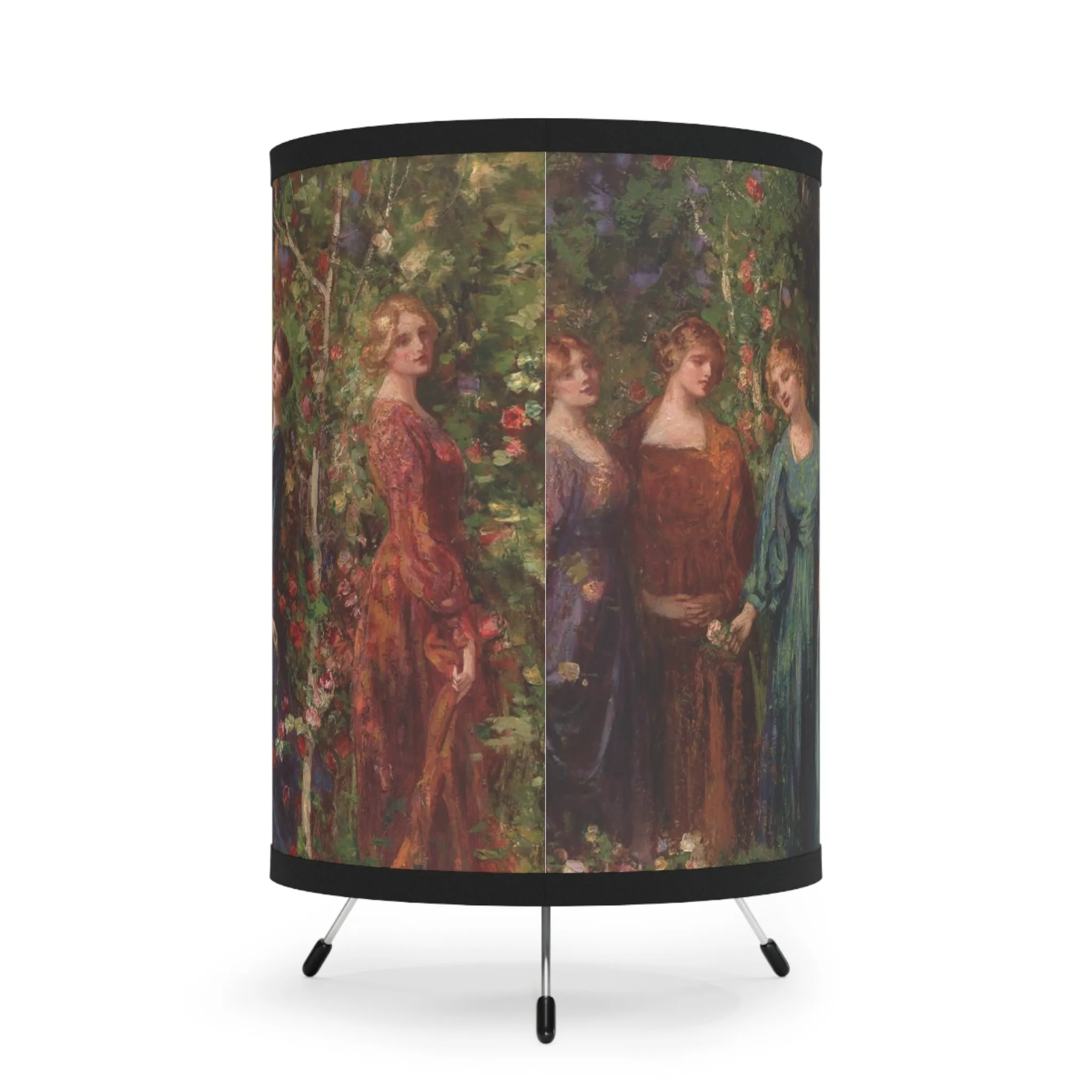 Thomas Mostyn: "Gather Ye Rosebuds While Ye May" - Tripod Lamp with High-Res Printed Shade, US\CA plug
