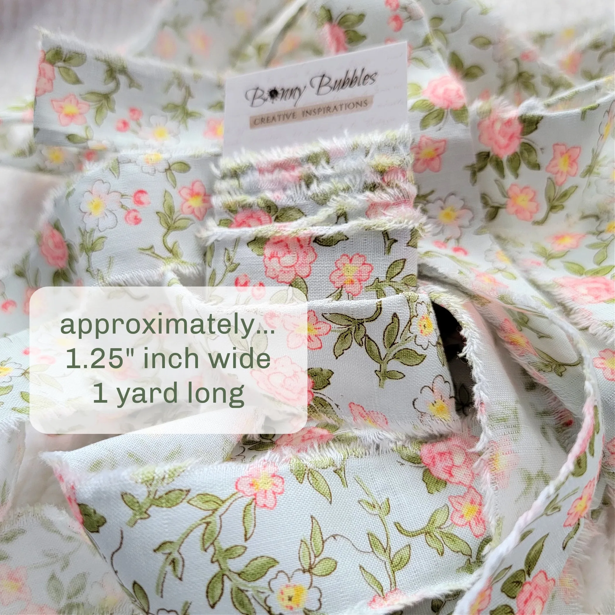 Torn Fabric Ribbon, 1 yrd - Floral