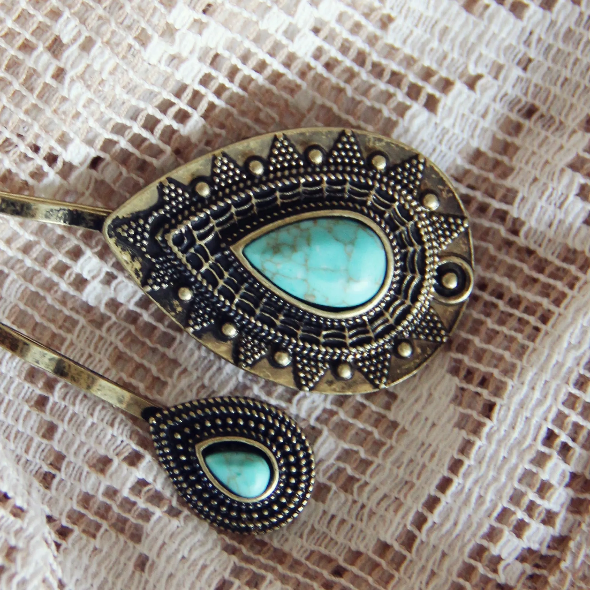 Turquoise & Stone Hair Pins