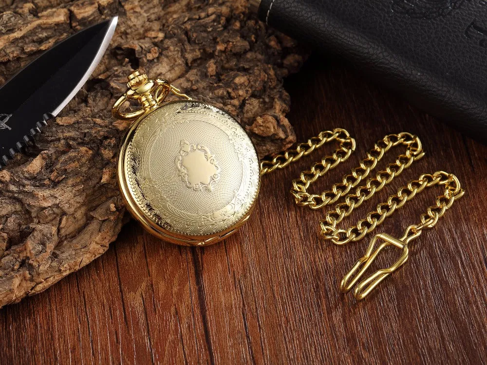 Unisex Golden Sliver Bronze Hollow Goat Deer Mechanical Pocket FOB Watch