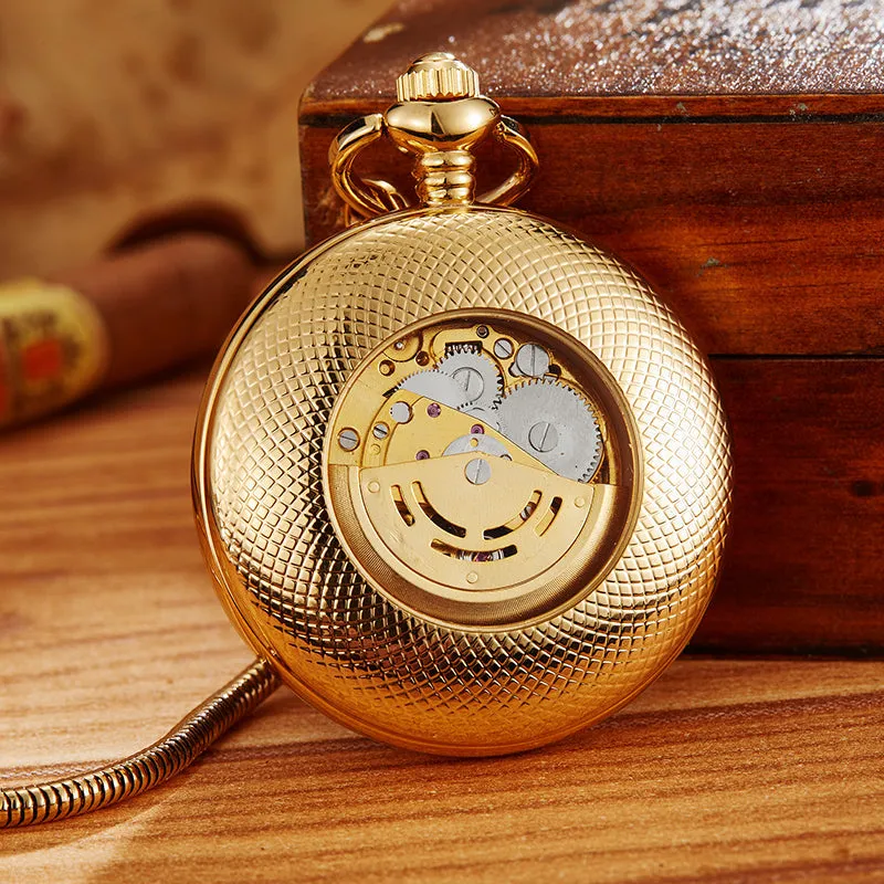 Unisex Vintage Fashion Mechanical Hand Wind Simple Fob Pocket Watch