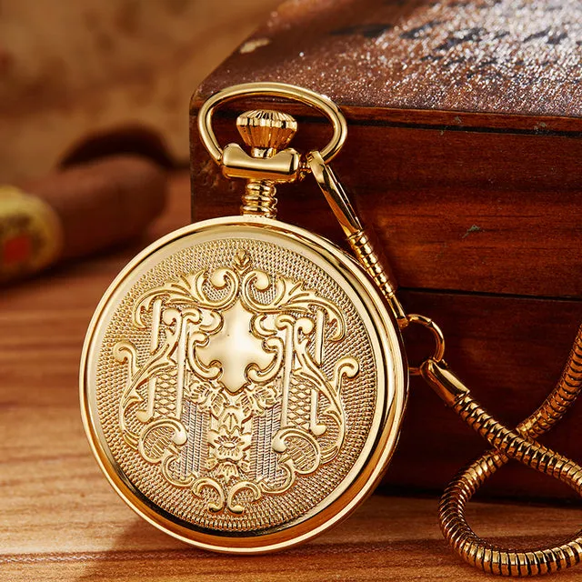 Unisex Vintage Fashion Mechanical Hand Wind Simple Fob Pocket Watch