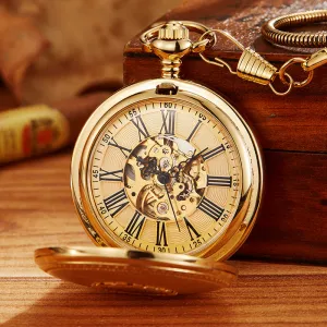 Unisex Vintage Fashion Mechanical Hand Wind Simple Fob Pocket Watch