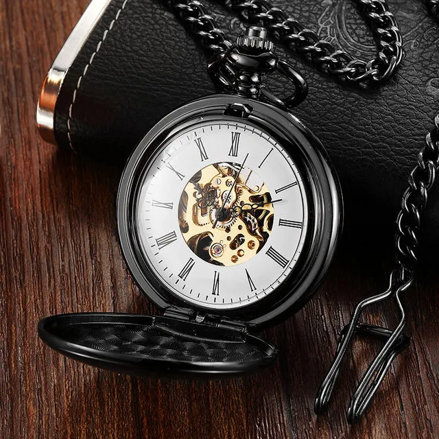 Unisex Vintage Fashion Mechanical Hand Wind Simple Fob Pocket Watch