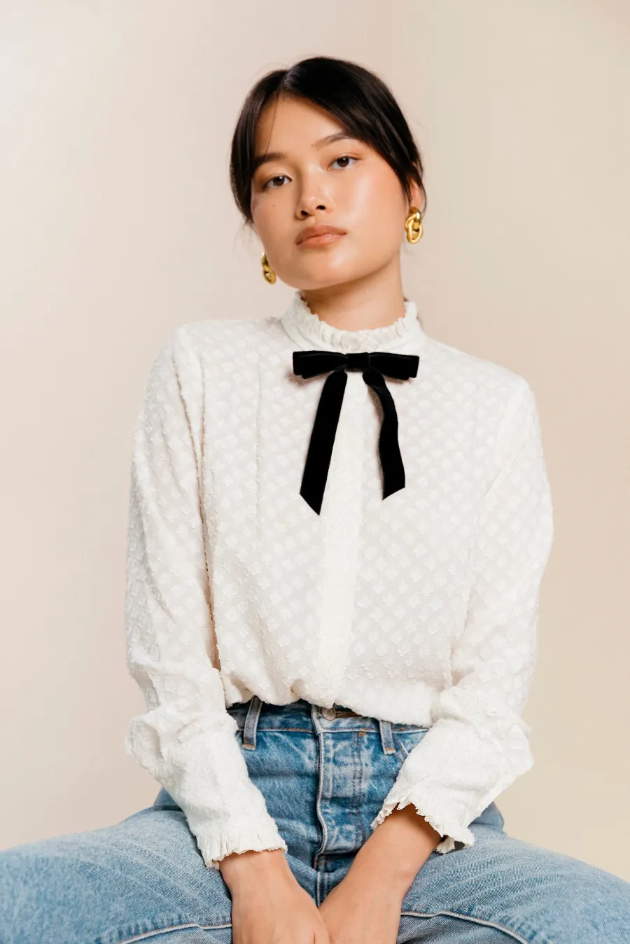 Velvet Long Bow Neck Pin | As Seen in Vouge | Bow Brooch | Luxury Designer Accessories | Made to Order