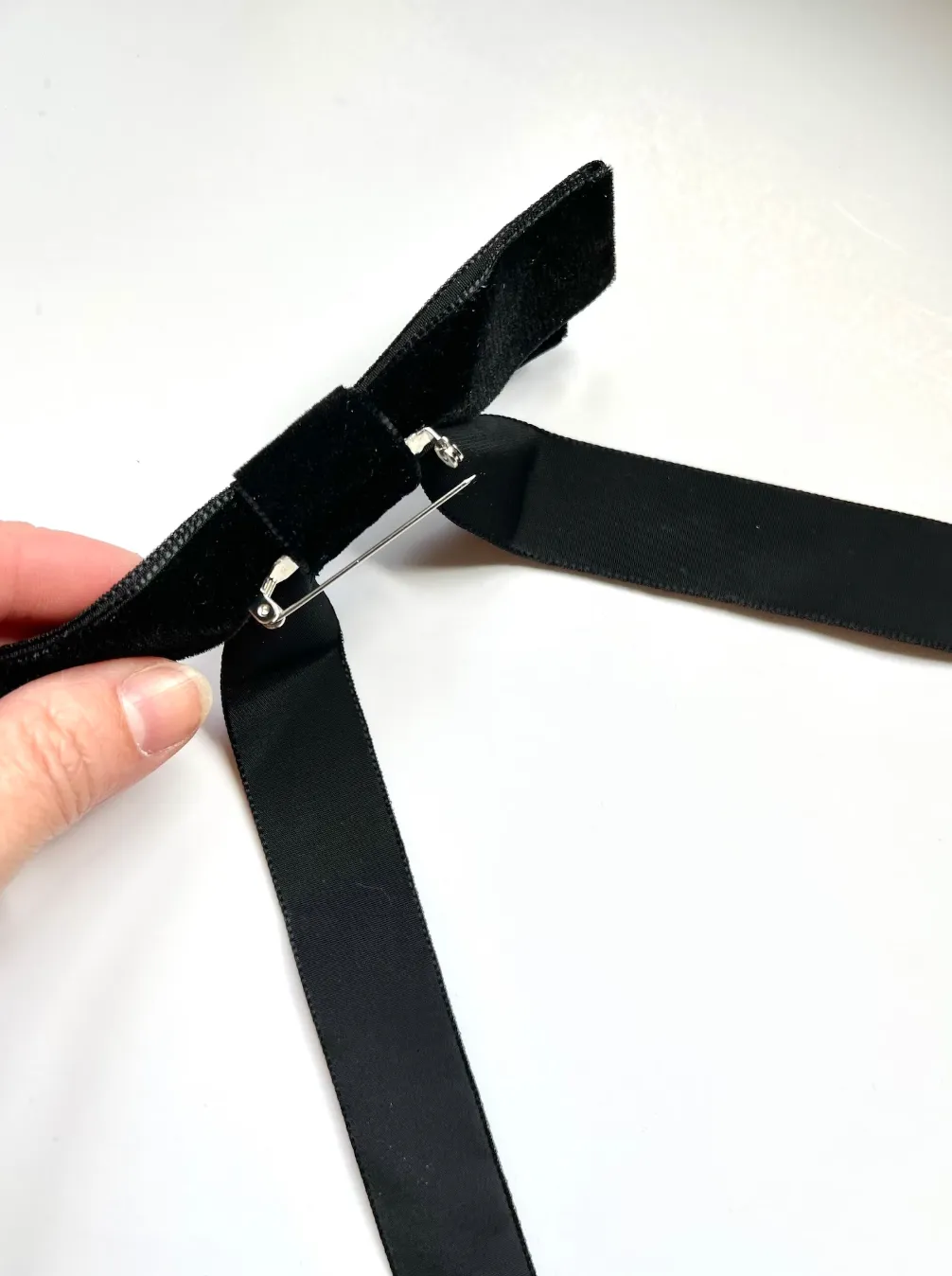 Velvet Long Bow Neck Pin | As Seen in Vouge | Bow Brooch | Luxury Designer Accessories | Made to Order