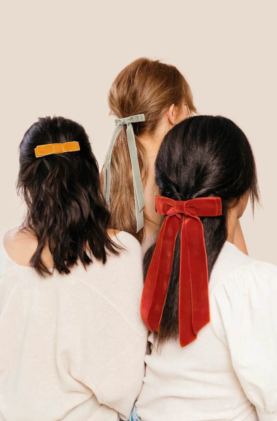 Velvet Tailored Bow | Upscale Bows for Women | Bow Clip or Barrette | Luxury Designer Hair Bows | Made to Order