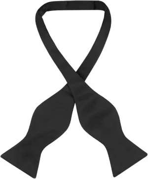 Vesuvio Napoli SELF TIE Bow Tie Solid BLACK Color Men's BowTie