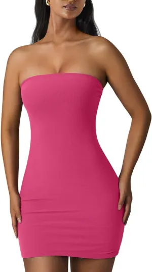 XXTAXN Women's Sexy Tube Sleeveless Bodycon Cocktail Party Mini Dress